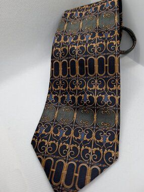 Men's Viscount Multicolor Geometric Pattern Zipper Knotted Tie Necktie, Men's Ac